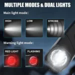مصباح رأس LED قوة 1000 لومن قابل للشحن – حساس حركة ذكي و5 أوضاع إضاءة