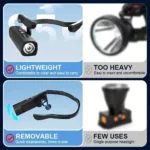 مصباح رأس LED قوة 1000 لومن قابل للشحن – حساس حركة ذكي و5 أوضاع إضاءة